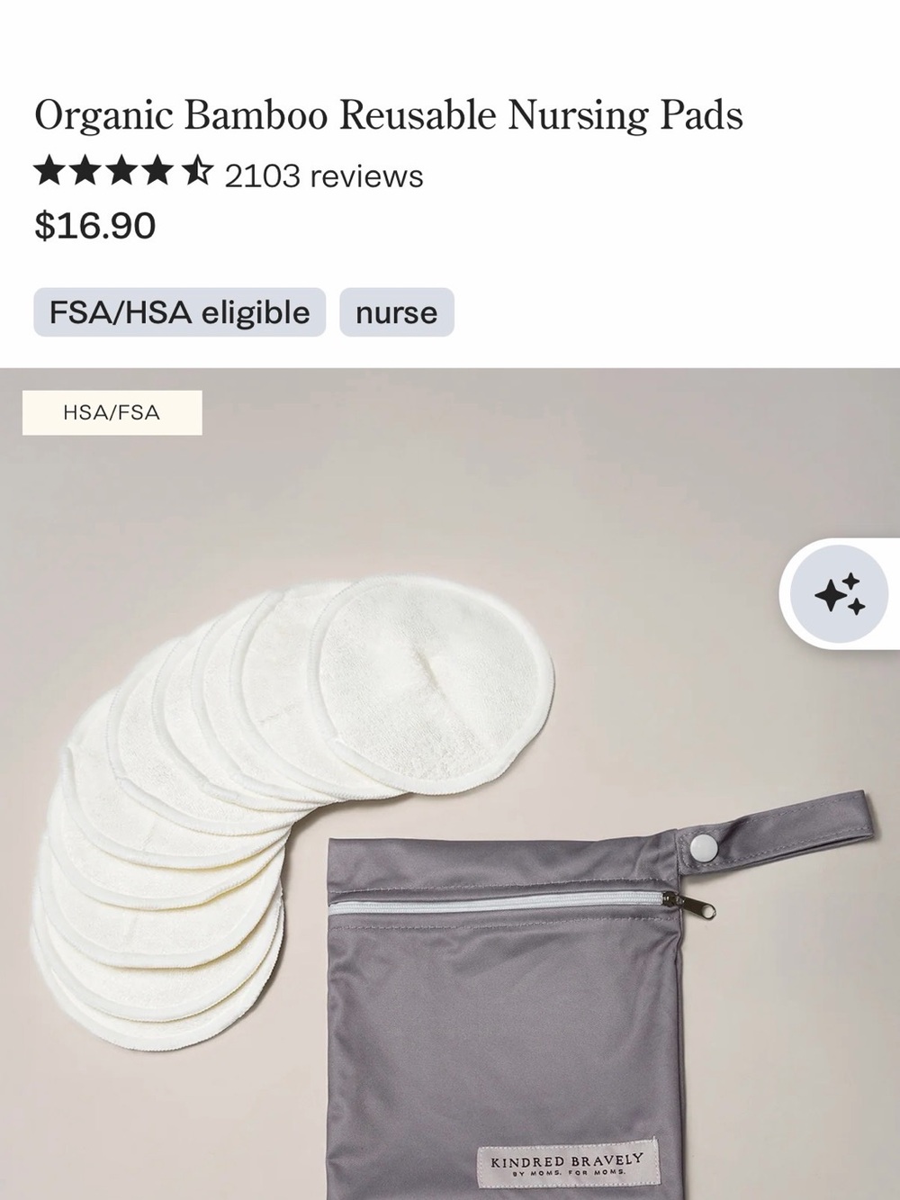 Kindred Bravely reusable nursing pads